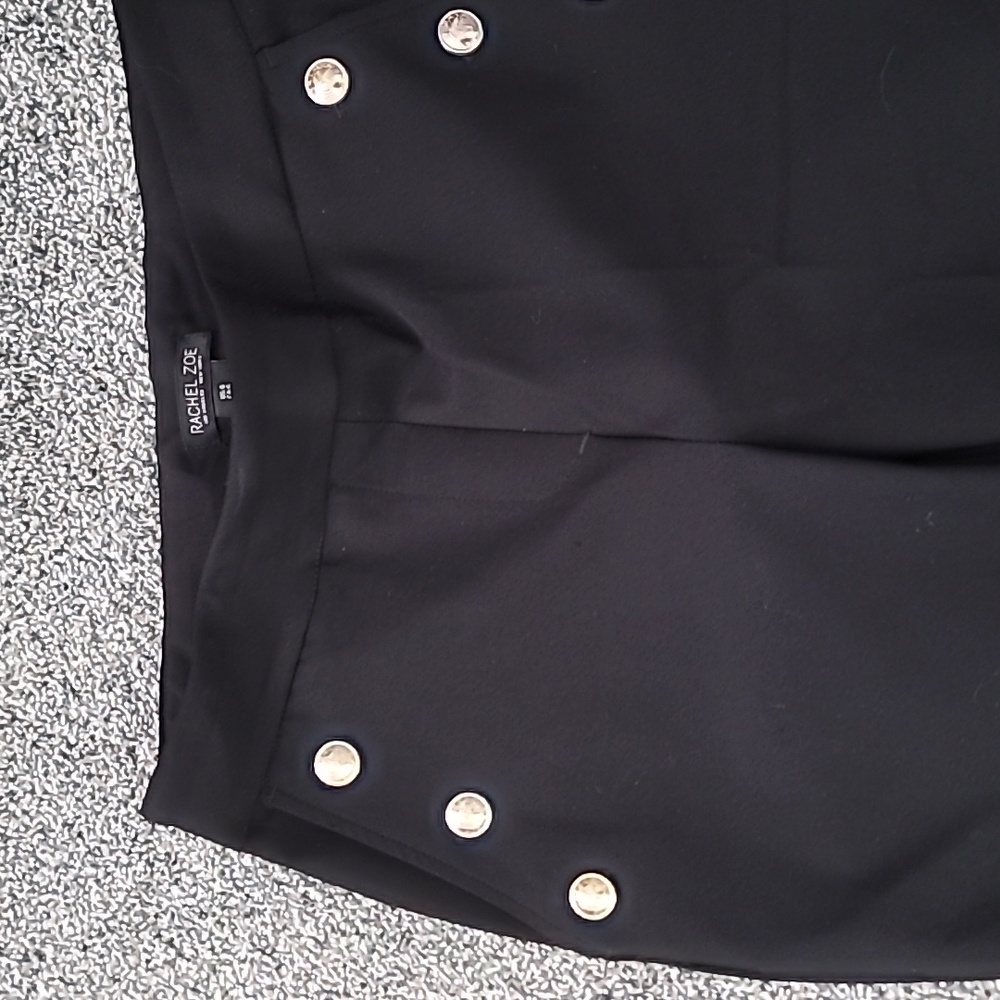 Rachel Zoe Black Wide-Leg Pants with Gold Buttons - Picture 2 of 3